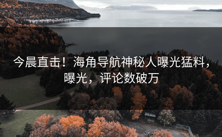 今晨直击！海角导航神秘人曝光猛料，曝光，评论数破万