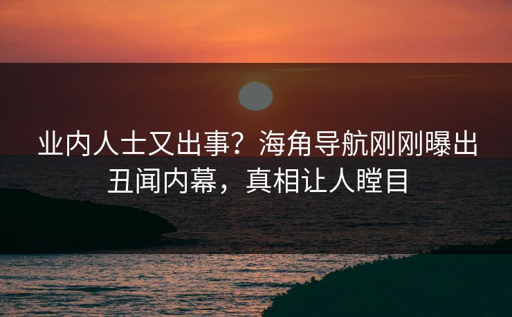业内人士又出事？海角导航刚刚曝出丑闻内幕，真相让人瞠目