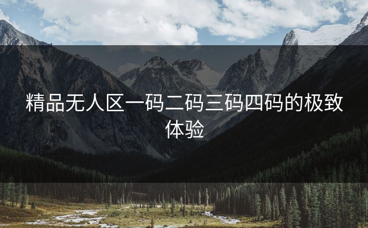 精品无人区一码二码三码四码的极致体验