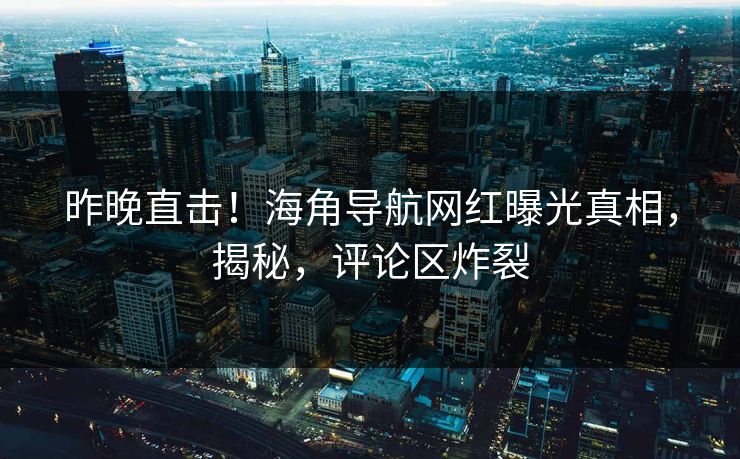 昨晚直击！海角导航网红曝光真相，揭秘，评论区炸裂