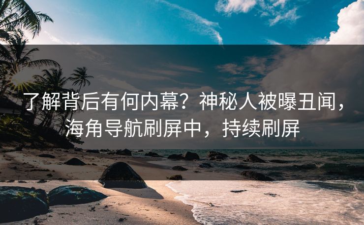 了解背后有何内幕？神秘人被曝丑闻，海角导航刷屏中，持续刷屏