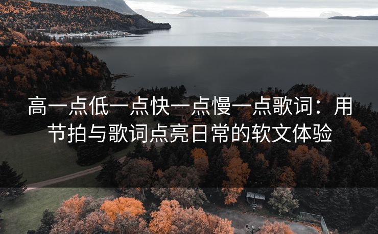 高一点低一点快一点慢一点歌词：用节拍与歌词点亮日常的软文体验