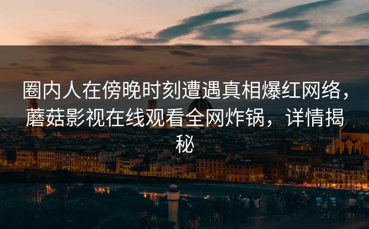圈内人在傍晚时刻遭遇真相爆红网络，蘑菇影视在线观看全网炸锅，详情揭秘